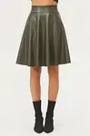 88854 Dewberry Flared Faux Leather Skirt-Khaki
