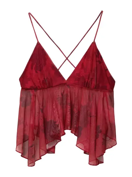 Pull&Bear Top  červená / rubínová / čierna