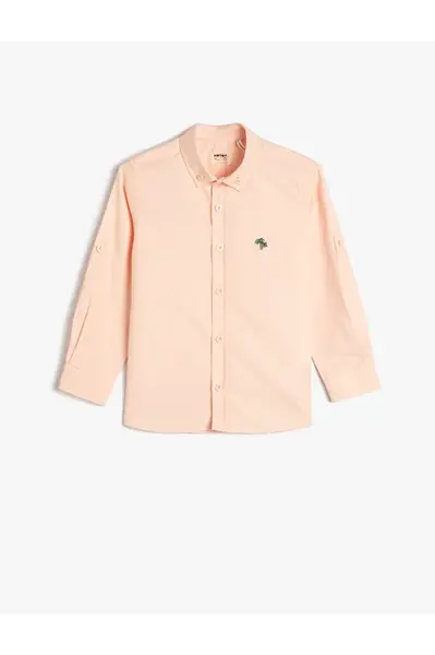 Košile Koton s dlouhým rukávem, vyšívanými detaily a bavlnou