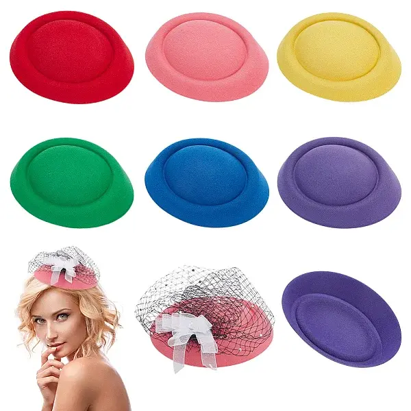 6Pcs 6 Colors Velvet Cloth Mini Hat Fascinator Base