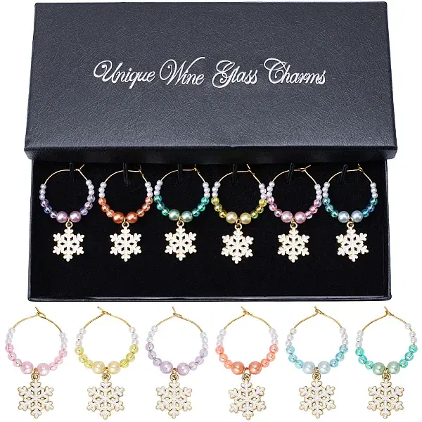 Snowflake Alloy Enamel Wine Glass Charms