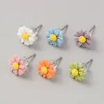 6Pcs 6 Colors Sunflower Porcelain Stud Earrings