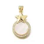 Brass Micro Pave Cubic Zirconia Shell Pendants