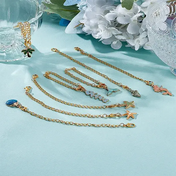 12Pcs Ocean Alloy Enamel Cup Charms