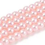 Baking Paint Pearlized Glass Pearl Round Bead Strands