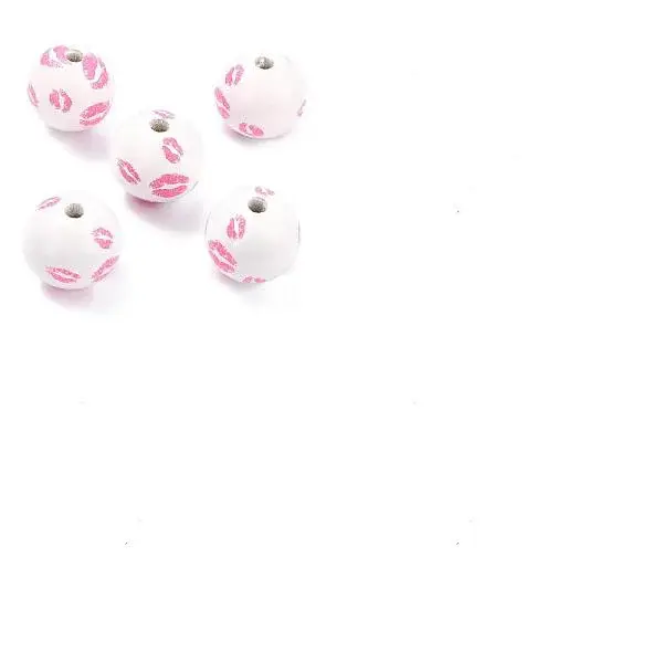 50Pcs Spray Painted Natural Wood Beads