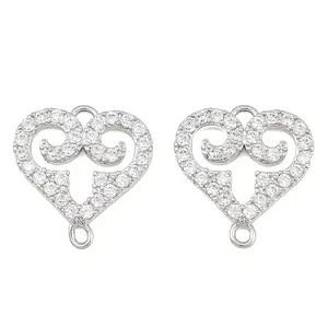 Brass Micro Pave Clear Cubic Zirconia Connector Charms