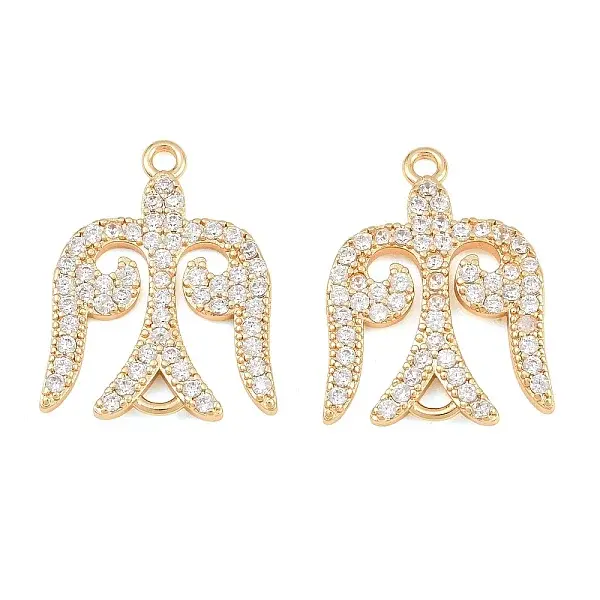 Brass Micro Pave Clear Cubic Zirconia Connector Charms