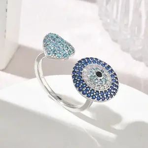 Brass Micro Pave Cubic Zirconia Cuff Open Rings