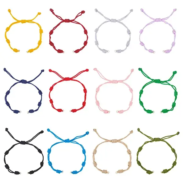 12Pcs 12 Colors Adjustable Nylon Cord Bracelet Making