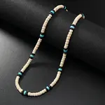 Retro Men's Shell & Synthetic Turquoise Heishi Beaded Necklaces
