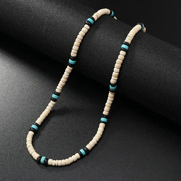 Retro Men's Shell & Synthetic Turquoise Heishi Beaded Necklaces