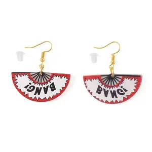 1 Pairs Acrylic Fan Dangle Earrings