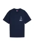 Tommy Jeans Tričko 'Back Graphic Relaxed'  námornícka modrá / biela