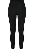 Dámské lesklé proužkové legíny s vysokým pasem černo/černé