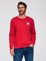 Ombre Men's non-stretch sweatshirt with college style patch - red