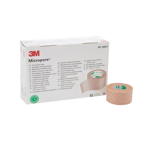 3M FUTURO micropore náplasť hnedá cievka 2,5 cm x 9,1 m zo špeciálneho papiera 12 ks