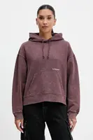 Mikina Tommy Jeans dámská, hnědá barva, s kapucí, hladká, DW0DW21609