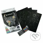 Centropen Černé antistresové omalovánky + 6 metalických popisovačů