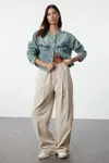 Trendyol Stone Waist Detail High Waist Extra Wide Leg Palazzo Jeans