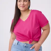Raspberry V-neck blouse Blue Shadow