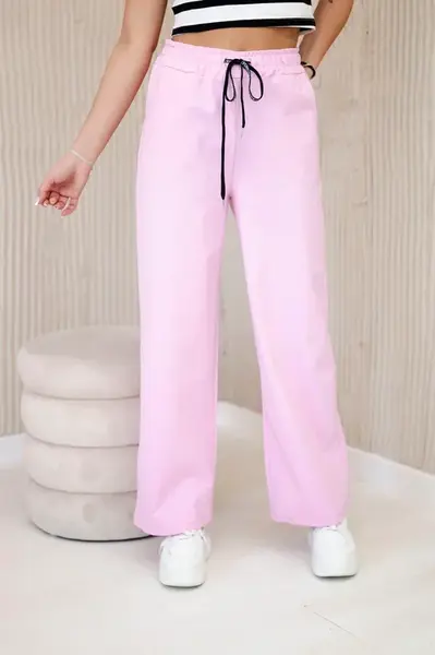 Kesi Włoski Kalhoty Punto s širokou nohavicí světle růžová