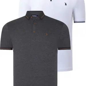 DOUBLE SET T8586 DEWBERRY MEN'S T-SHIRT-WHITE-ANTHRACITE