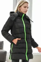 Z6770 DEWBERRY WOMEN'S COAT-BLACK-GREEN-2