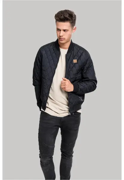 Diamond Quilt Nylon Jacket černá