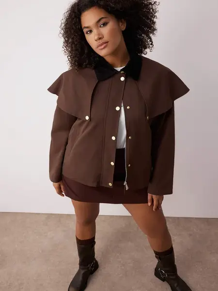 Trendyol Curve Prechodná bunda  hnedá