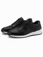 Ombre Men's eco leather sports sneakers shoes - black