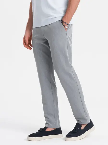 Ombre Elegant men's SLIM FIT chino pants - light grey