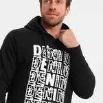 Ombre Men's unlined kangaroo sweatshirt with hood and print - black