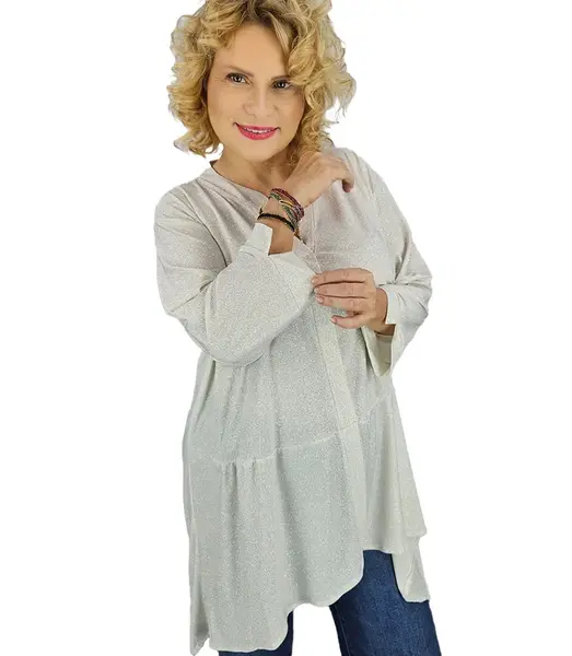 Pri Elegant oversize Brocade tunic shirt with longer back NEVADA