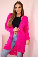 Svetr s geometrickým vzorem růžový neon