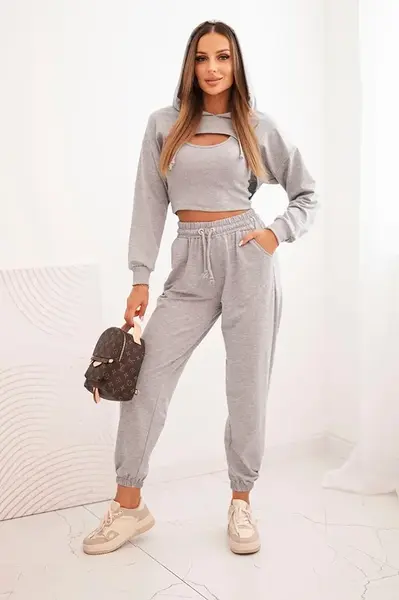 3dílná bavlněná sada šedá