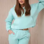 Zateplený komplet s mikinou se zavazováním ve spodní části mint