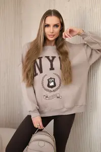 Bavlněný set zateplená mikina + legíny světle béžové