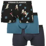 Organické X-Mas boxerky 3-balení teddy aop+jaspis+navy