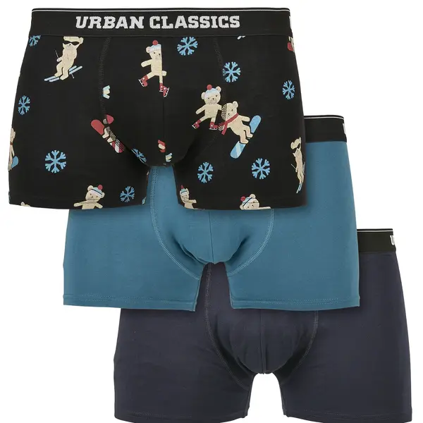 Organické X-Mas boxerky 3-balení teddy aop+jaspis+navy