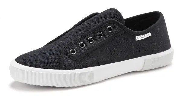 LASCANA Slip-on obuv  čierna