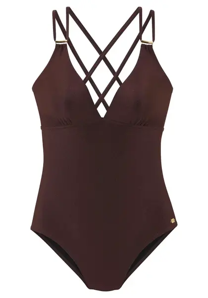 JETTE Jednodielne plavky  tmavohnedá