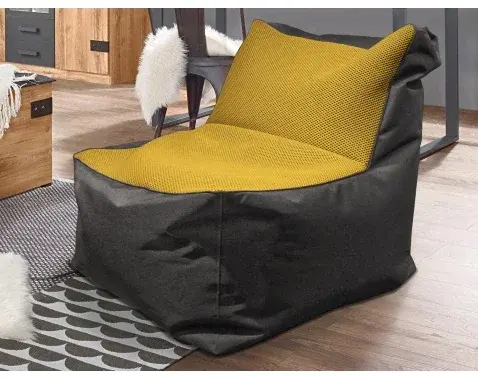 Sedací vak Carole, čierna látka/horčicovo žltá tkanina%