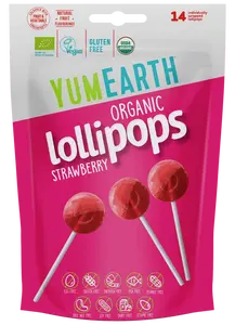 YUMEARTH BIO Ovocná lízátka s příchutí jahody 14 ks