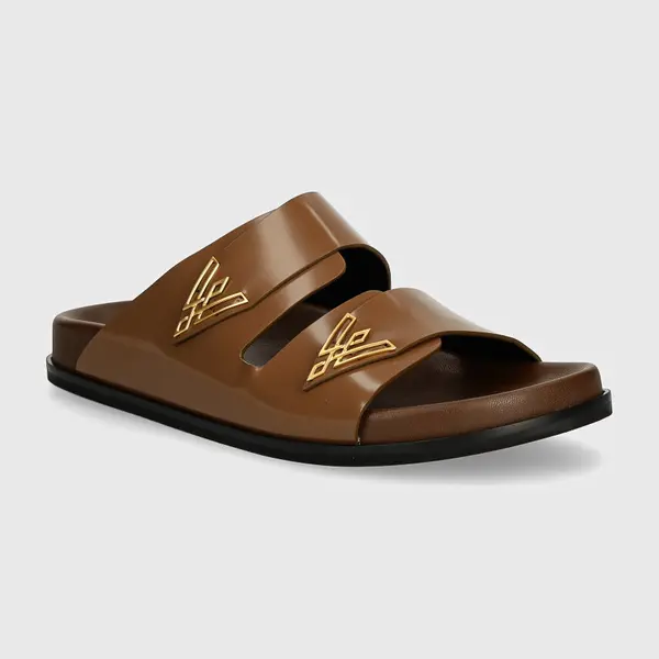 Kožené šľapky Vanda Novak dámske, hnedá farba, Sandy Cristal Chocolate
