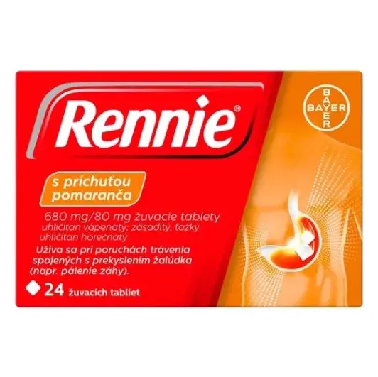 RENNIE S príchuťou pomaranča 680 mg/80 mg 24 tabliet