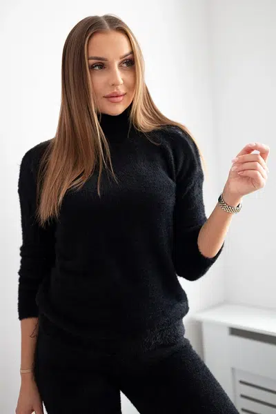 Two-piece set of alpaca sweaters black