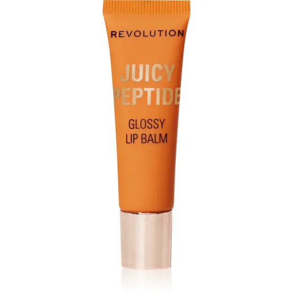 Makeup Revolution Juicy Peptide Lip Balm balzám na rty s peptidy odstín Peach Bellini Orange 8 ml