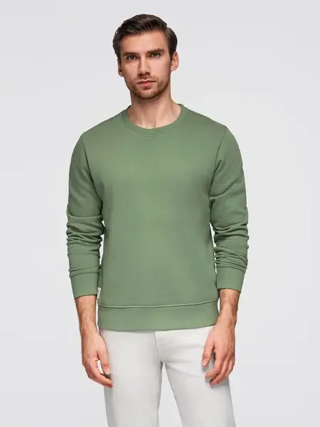 Ombre Men's BASIC sweatshirt with round neckline - green