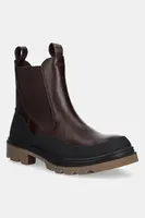 Kožené kotníkové boty Ecco Grainer Chelsea dámské, hnědá barva, na platformě, 214793-55275